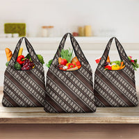 Yogyakarta Parang Batik Motifs Grocery Bag Indonesian Traditional Pattern LT01 3-pack One Size Brown - Polynesian Pride