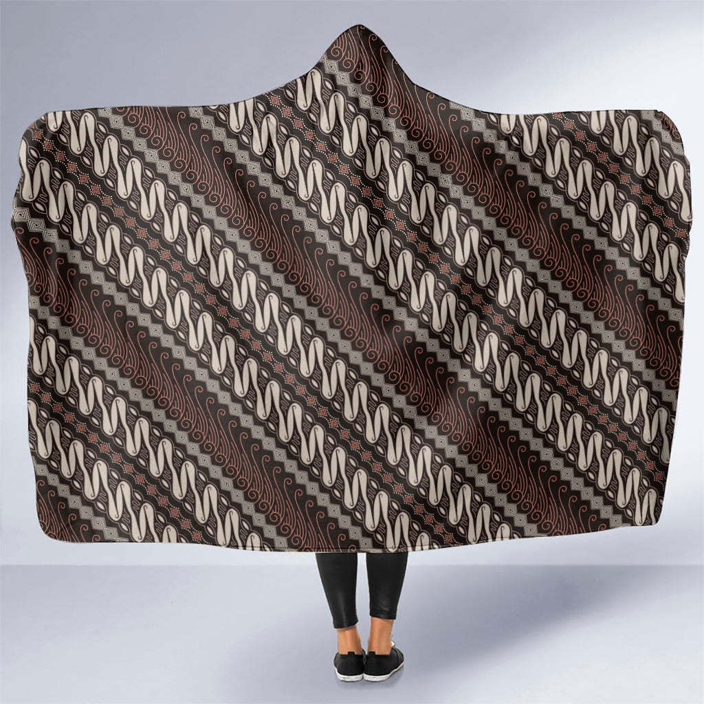 Yogyakarta Parang Batik Motifs Hooded Blanket Indonesian Traditional Pattern LT01 One Size Brown - Polynesian Pride