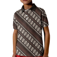 Yogyakarta Parang Batik Motifs Kid Polo Shirt Indonesian Traditional Pattern LT01 Kid Brown - Polynesian Pride