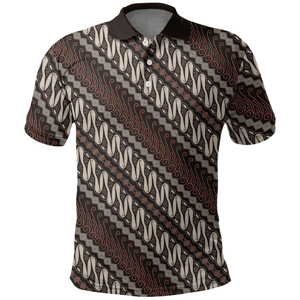 Yogyakarta Parang Batik Motifs Polo Shirt Indonesian Traditional Pattern LT01 Brown - Polynesian Pride