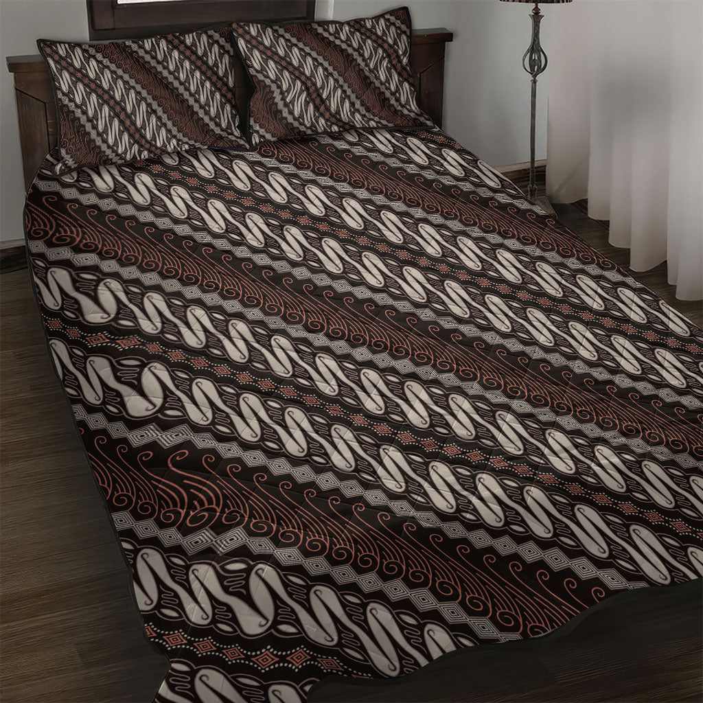 Yogyakarta Parang Batik Motifs Quilt Bed Set Indonesian Traditional Pattern LT01 Brown - Polynesian Pride