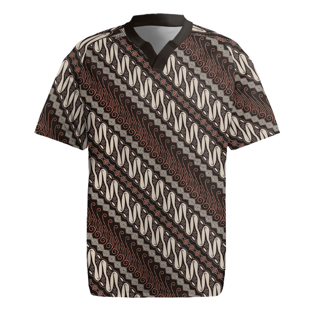 Yogyakarta Parang Batik Motifs Rugby Jersey Indonesian Traditional Pattern LT01 Brown - Polynesian Pride