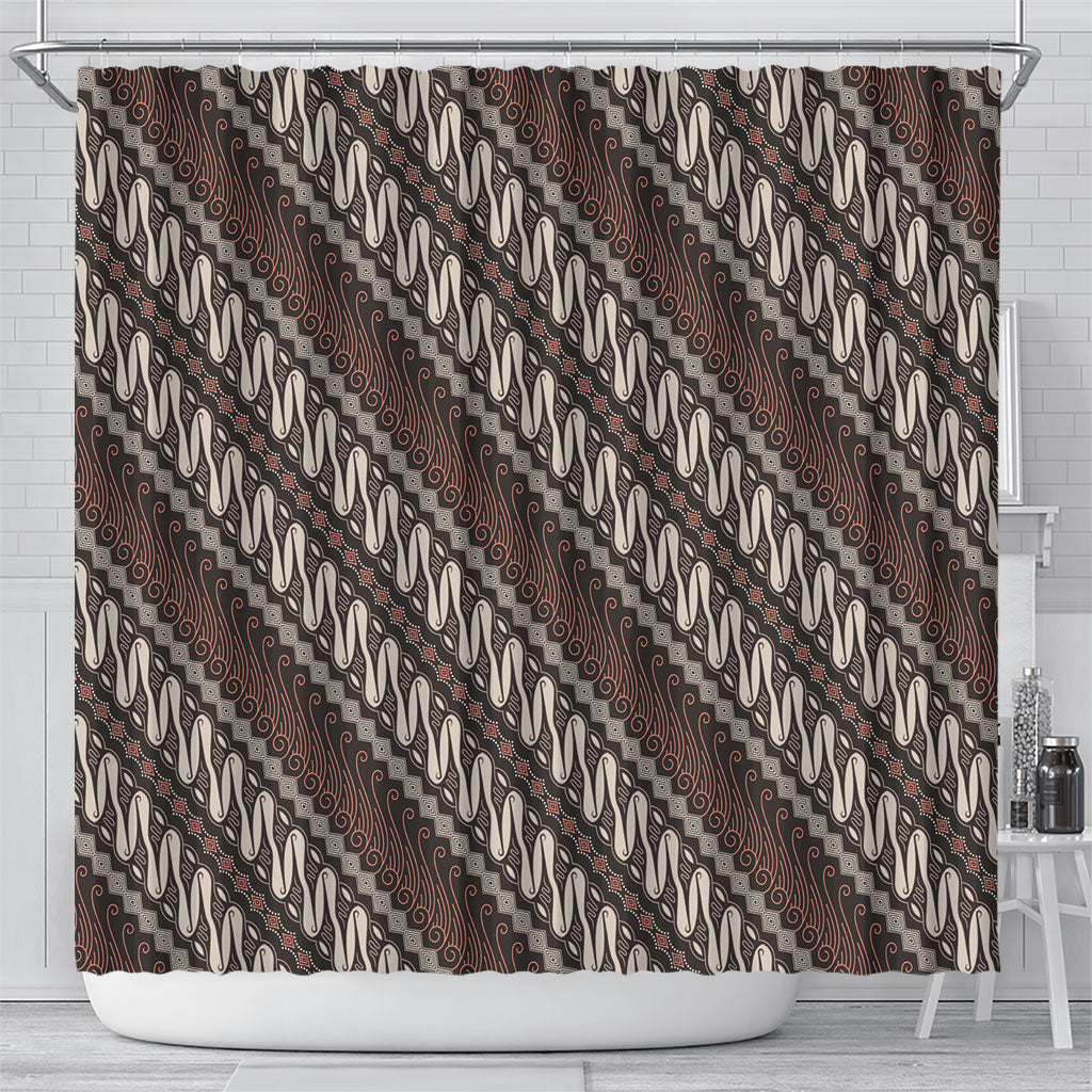 Yogyakarta Parang Batik Motifs Shower Curtain Indonesian Traditional Pattern LT01 - Polynesian Pride