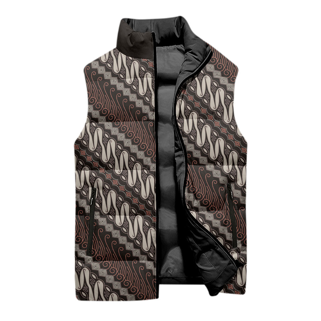Yogyakarta Parang Batik Motifs Sleeveless Puffer Jacket Indonesian Traditional Pattern LT01 - Polynesian Pride