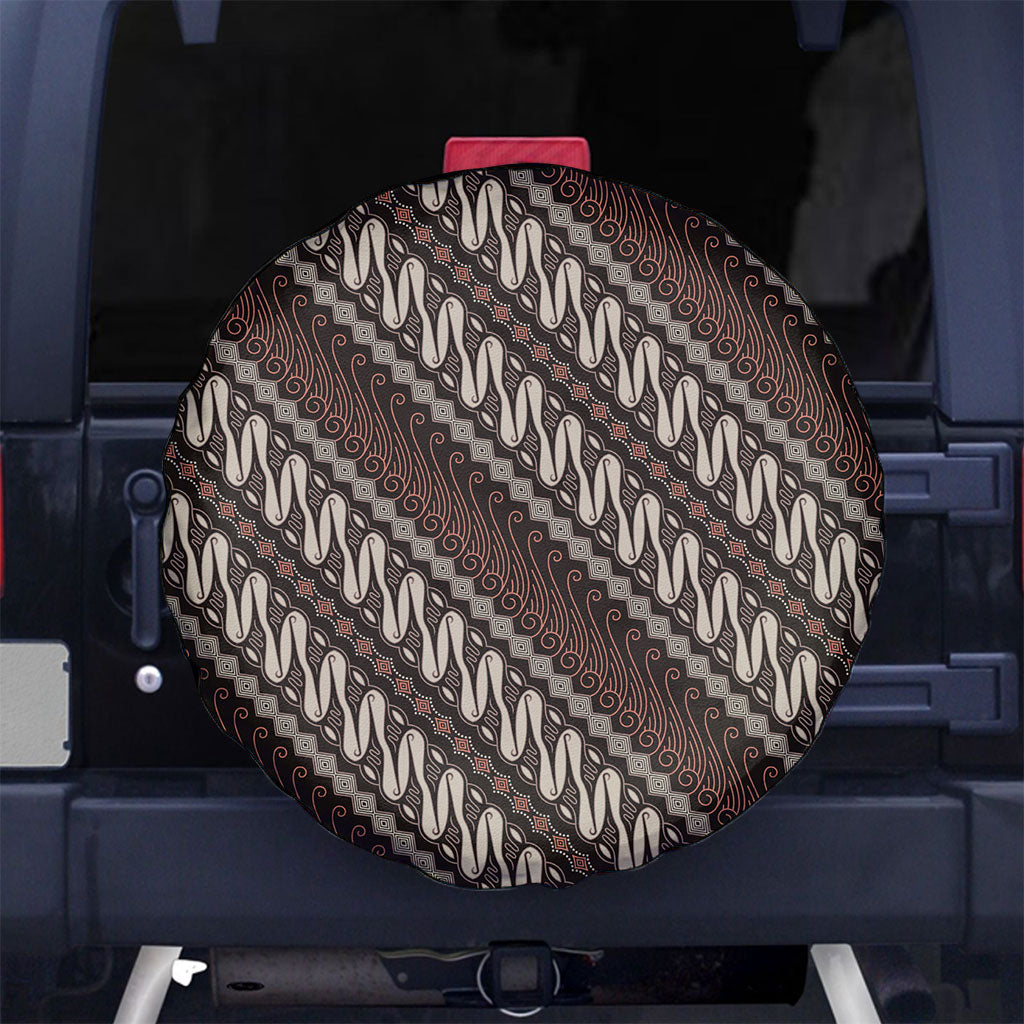 Yogyakarta Parang Batik Motifs Spare Tire Cover Indonesian Traditional Pattern LT01 No hole Brown - Polynesian Pride