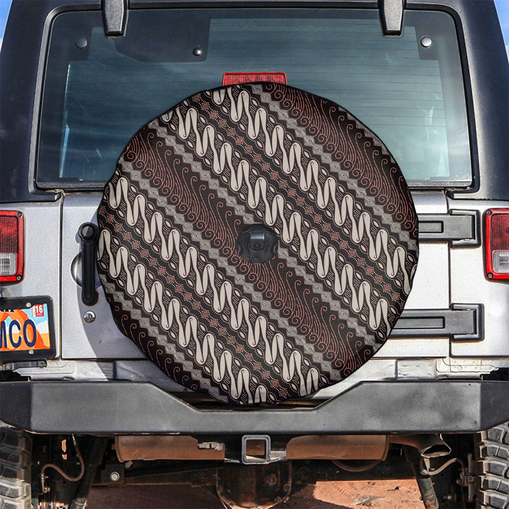 Yogyakarta Parang Batik Motifs Spare Tire Cover Indonesian Traditional Pattern LT01 Brown - Polynesian Pride