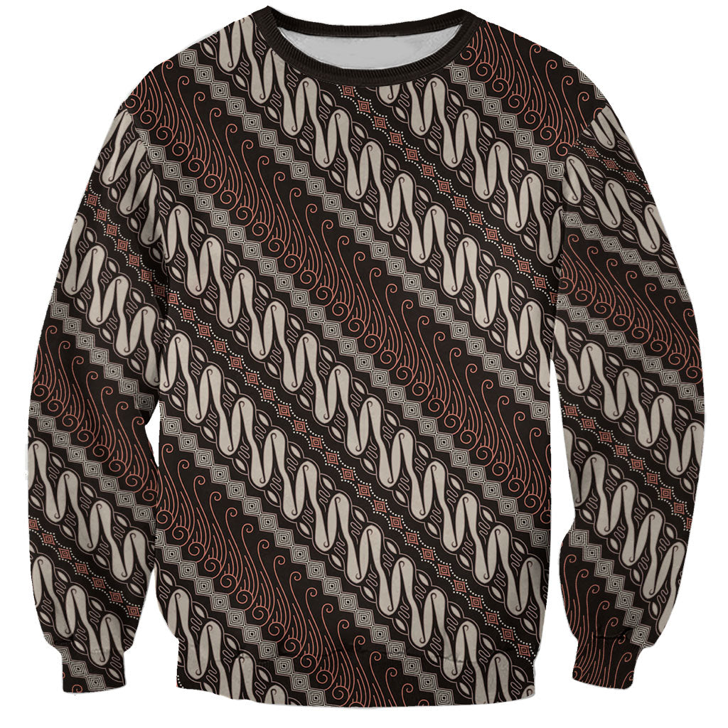 Yogyakarta Parang Batik Motifs Sweatshirt Indonesian Traditional Pattern LT01 Unisex Brown - Polynesian Pride
