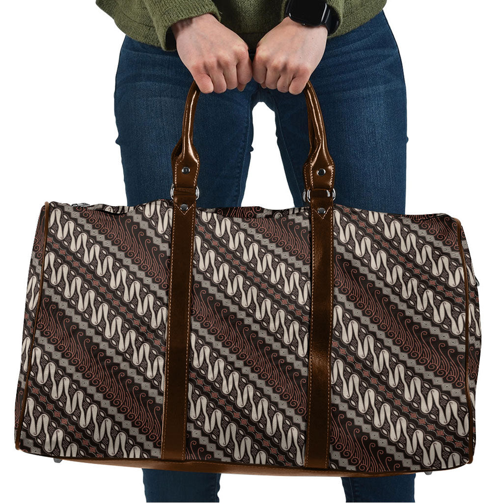 Yogyakarta Parang Batik Motifs Travel Bag Indonesian Traditional Pattern LT01 Brown - Polynesian Pride