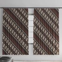 Yogyakarta Parang Batik Motifs Window Curtain Indonesian Traditional Pattern LT01 With Hooks Brown - Polynesian Pride