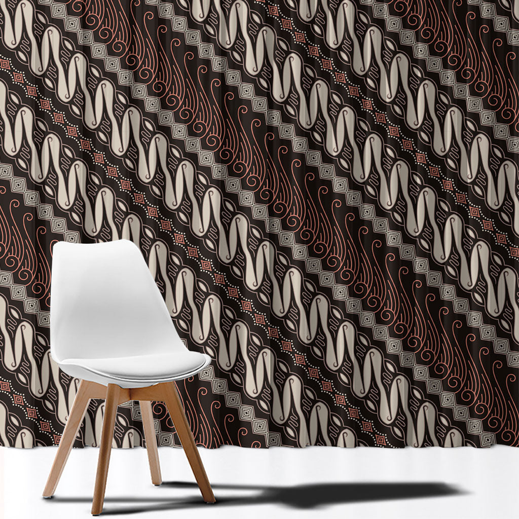 Yogyakarta Parang Batik Motifs Window Curtain Indonesian Traditional Pattern LT01 - Polynesian Pride