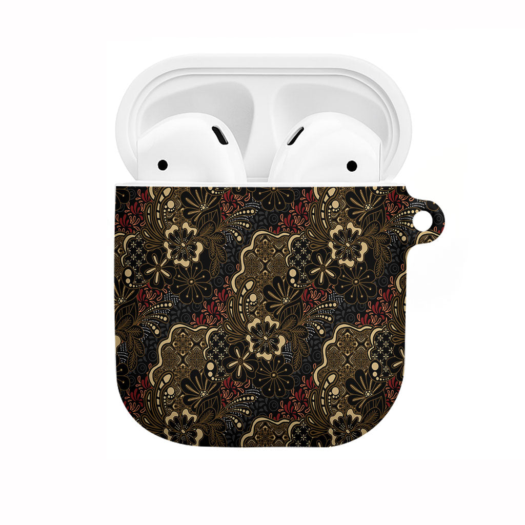 Batik Sekar Jagad AirPods Case Indonesian Traditional Pattern LT01 Black - Polynesian Pride