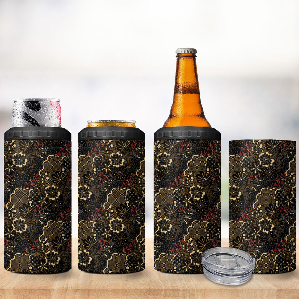 Batik Sekar Jagad 4 in 1 Can Cooler Tumbler Indonesian Traditional Pattern LT01 - Polynesian Pride