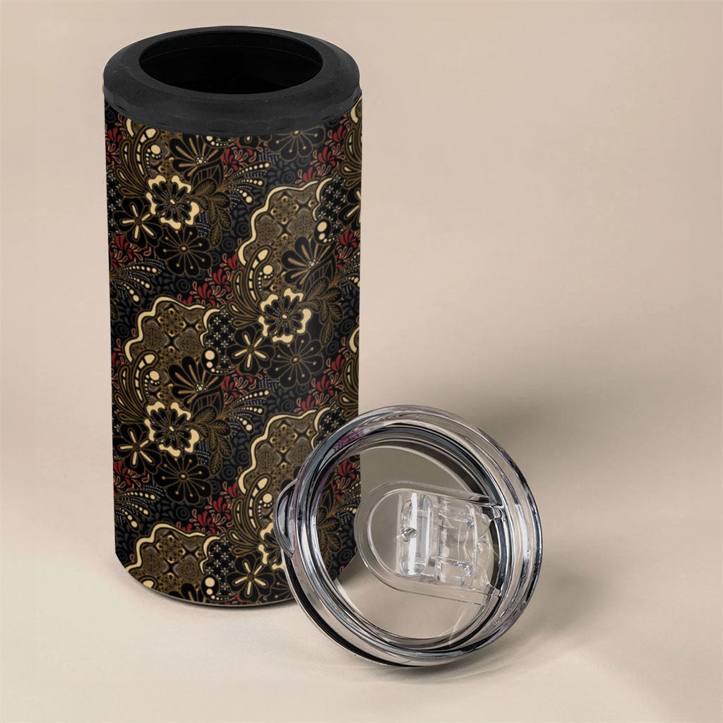 Batik Sekar Jagad 4 in 1 Can Cooler Tumbler Indonesian Traditional Pattern LT01 - Polynesian Pride