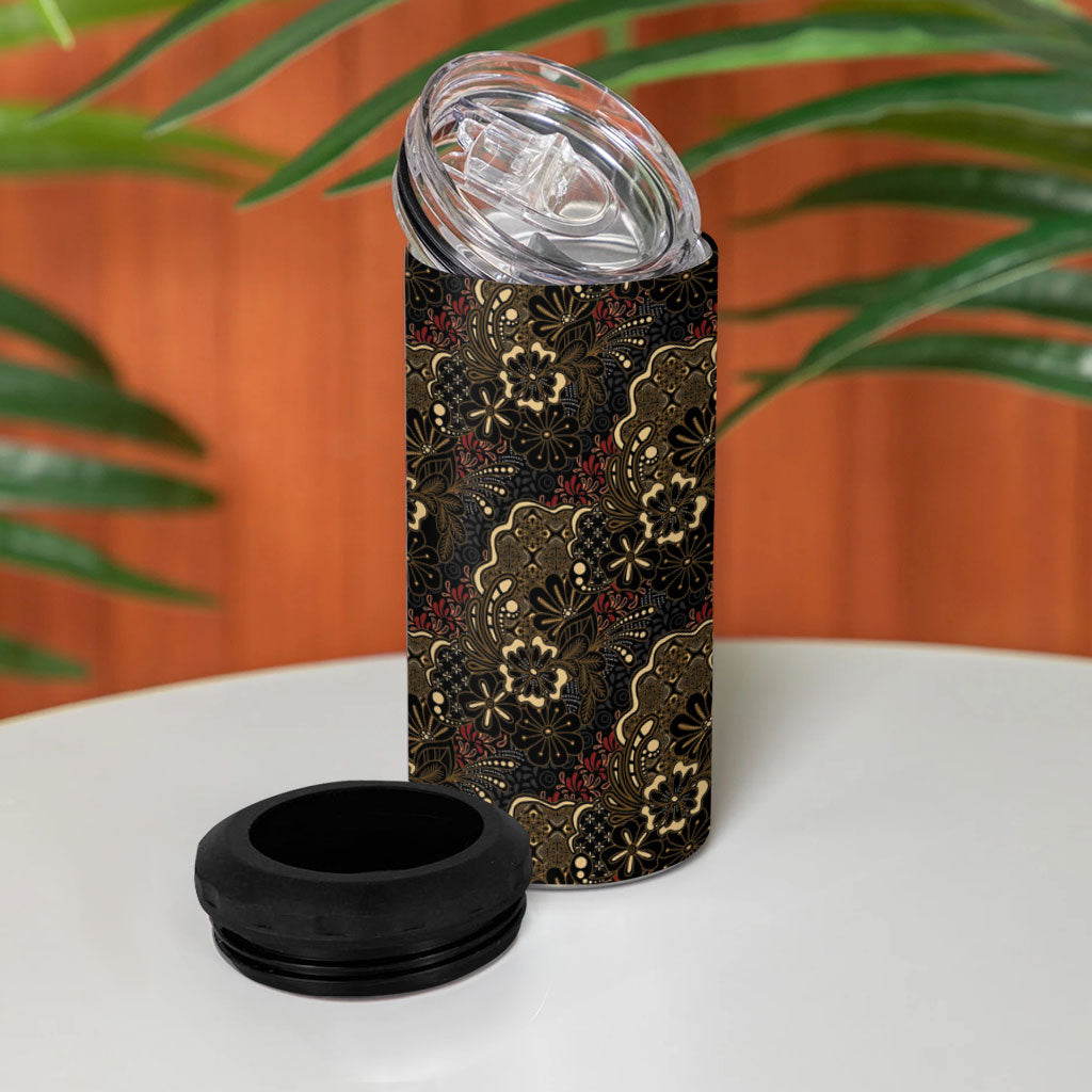 Batik Sekar Jagad 4 in 1 Can Cooler Tumbler Indonesian Traditional Pattern LT01 - Polynesian Pride
