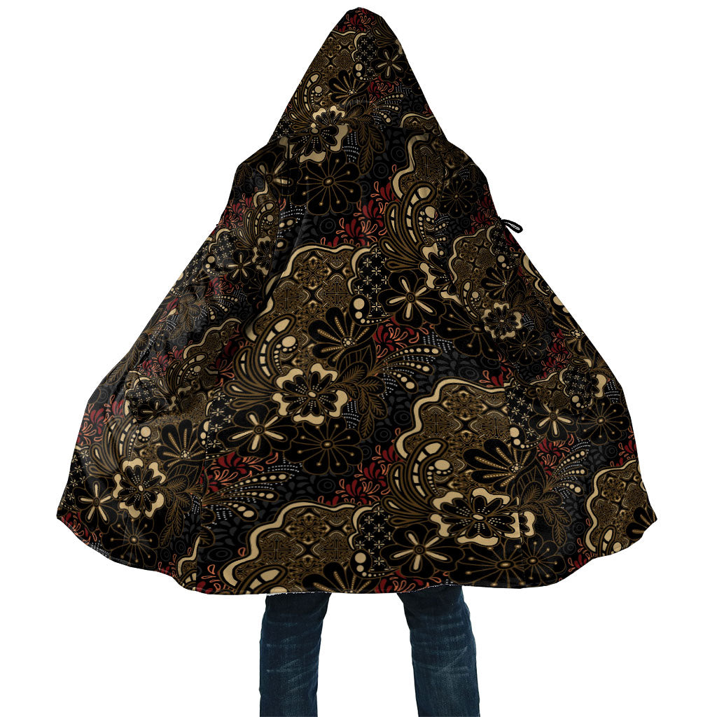 Batik Sekar Jagad Cloak Indonesian Traditional Pattern LT01 Unisex Black - Polynesian Pride