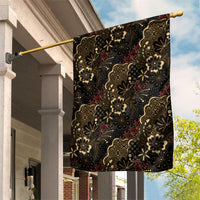 Batik Sekar Jagad Garden Flag Indonesian Traditional Pattern LT01 House Flag Black - Polynesian Pride