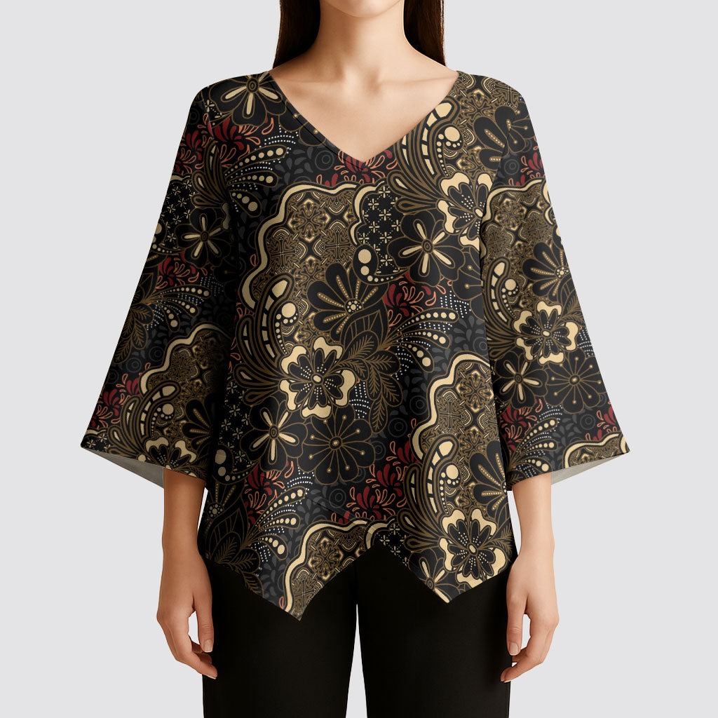 Batik Sekar Jagad Kimono Sleeve Blouse Indonesian Traditional Pattern LT01 - Polynesian Pride