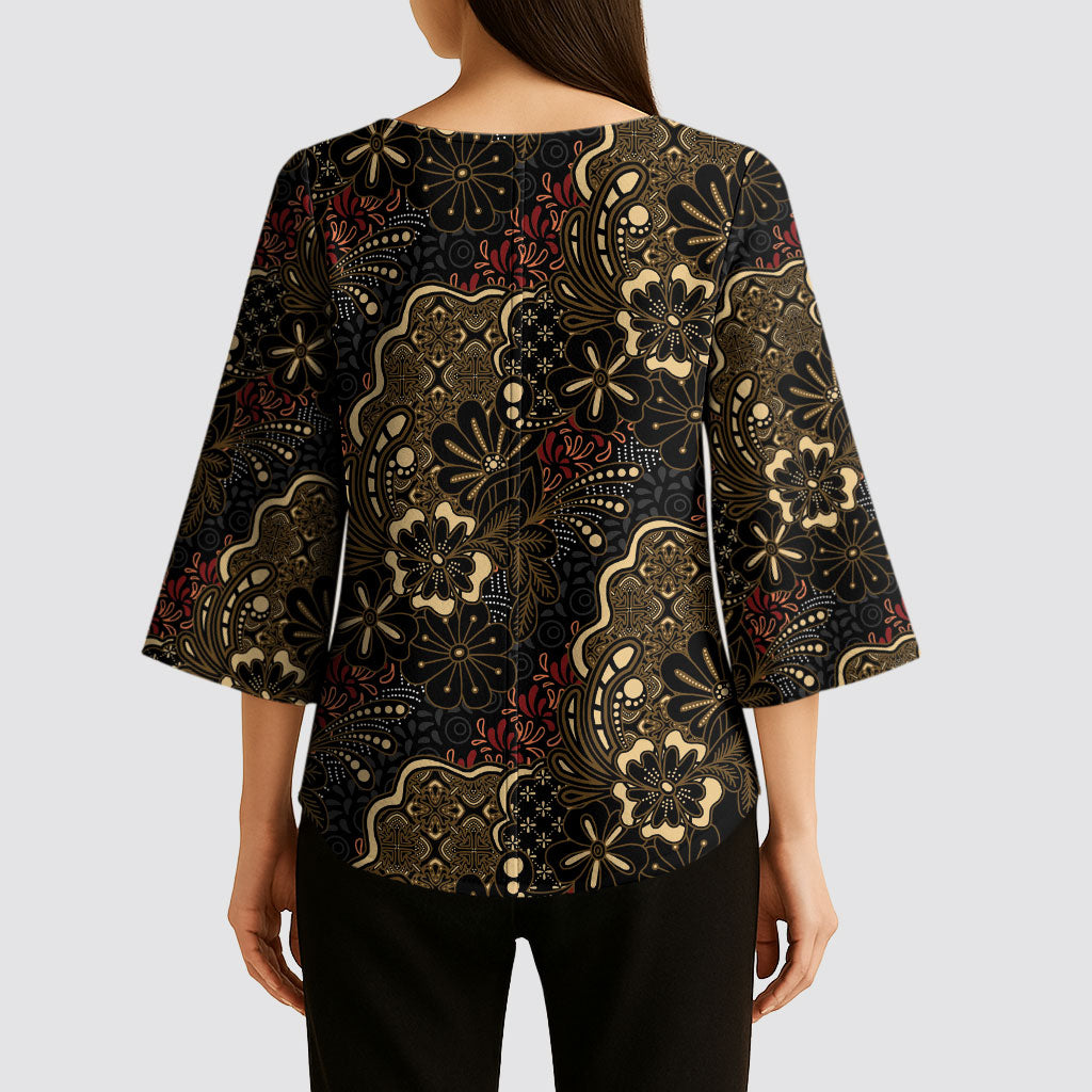 Batik Sekar Jagad Kimono Sleeve Blouse Indonesian Traditional Pattern LT01 - Polynesian Pride