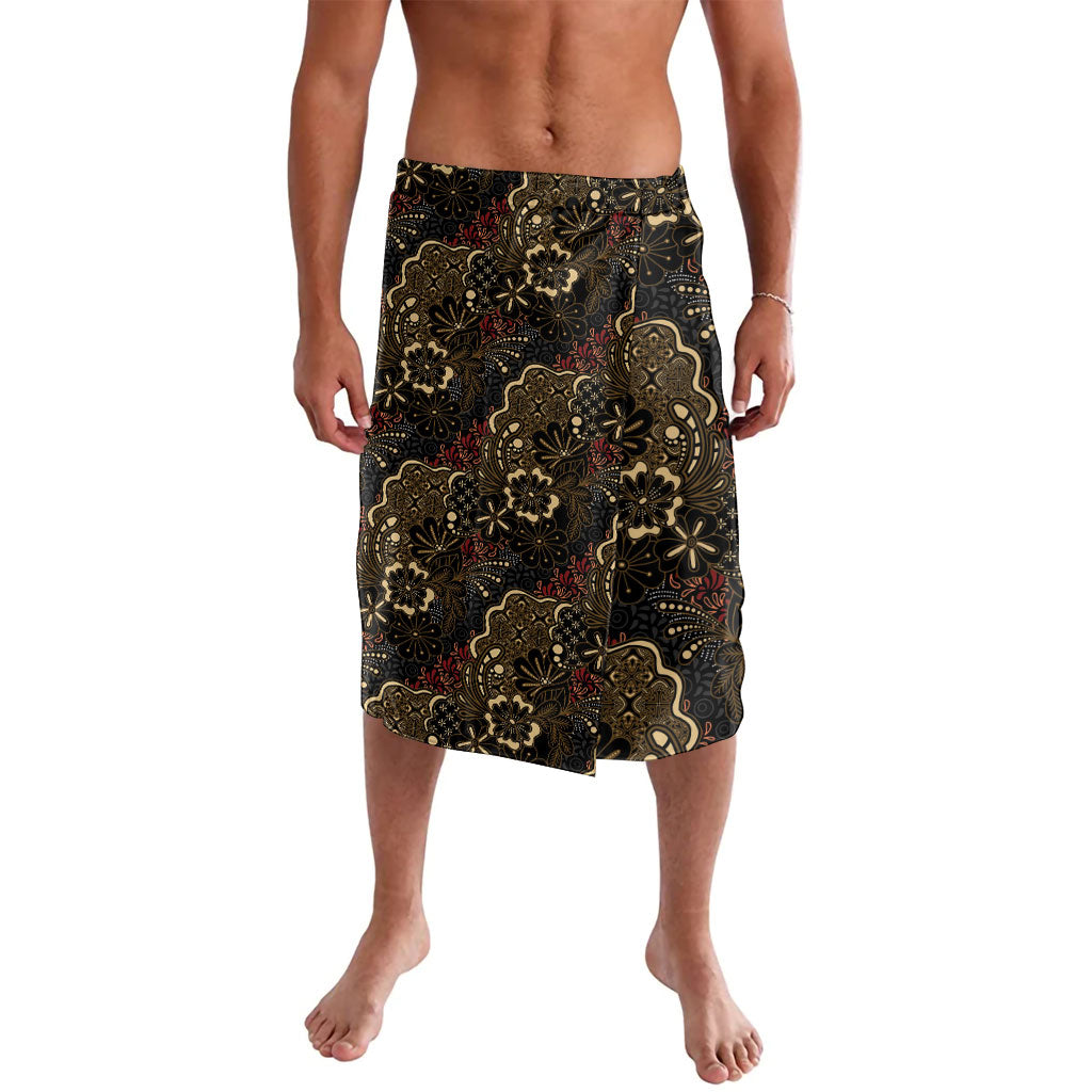 Batik Sekar Jagad Lavalava Indonesian Traditional Pattern LT01 Black - Polynesian Pride