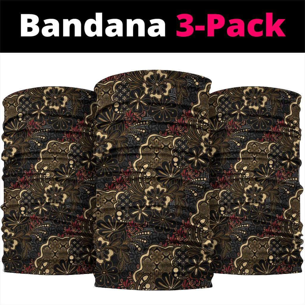 Batik Sekar Jagad Neck Gaiter Indonesian Traditional Pattern LT01 package One Size: 25*50cm Black - Polynesian Pride