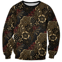 Batik Sekar Jagad Sweatshirt Indonesian Traditional Pattern LT01 Unisex Black - Polynesian Pride