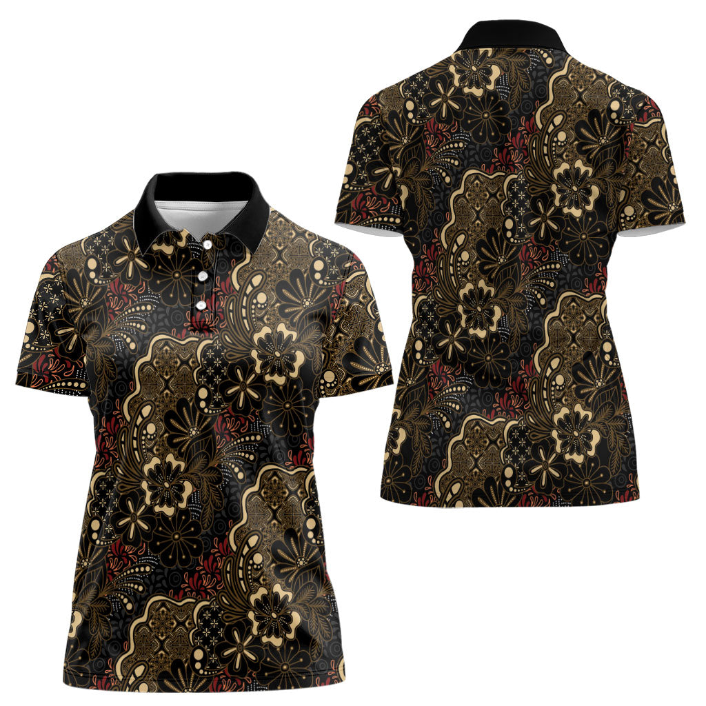 Batik Sekar Jagad Women Polo Shirt Indonesian Traditional Pattern LT01 - Polynesian Pride