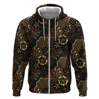 Batik Sekar Jagad Zip Hoodie Indonesian Traditional Pattern LT01 Zip Hoodie Black - Polynesian Pride