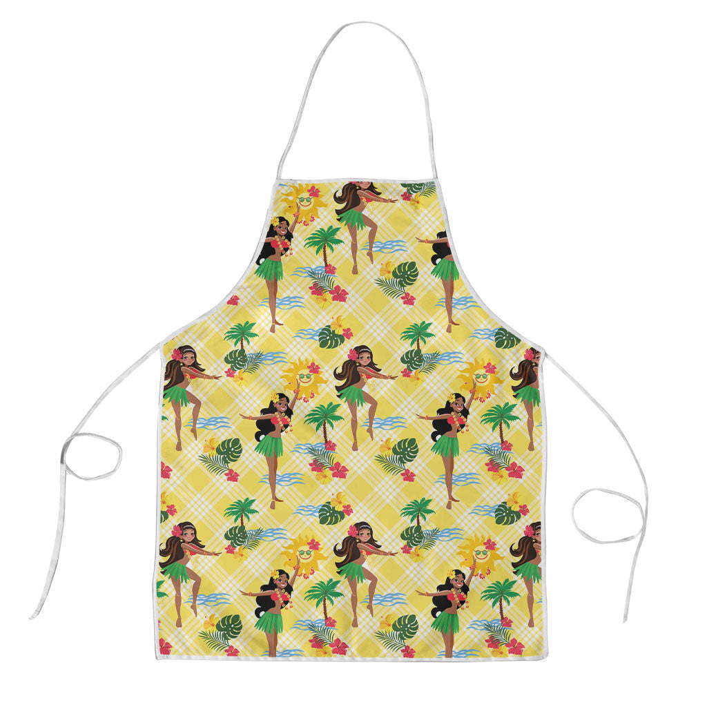 Hawaii Hula Girl Tropical Apron Yellow Palaka LT01 Yellow - Polynesian Pride