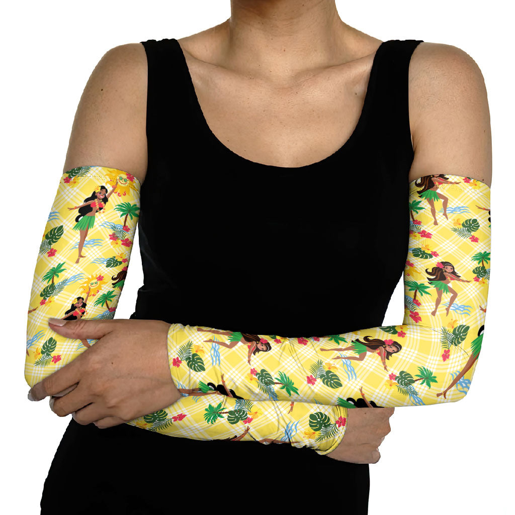 Hawaii Hula Girl Tropical Arm Sleeves Yellow Palaka LT01 - Polynesian Pride