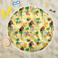 Hawaii Hula Girl Tropical Beach Blanket Yellow Palaka LT01 One Size 150cm Yellow - Polynesian Pride