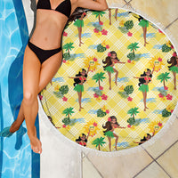 Hawaii Hula Girl Tropical Beach Blanket Yellow Palaka LT01 - Polynesian Pride