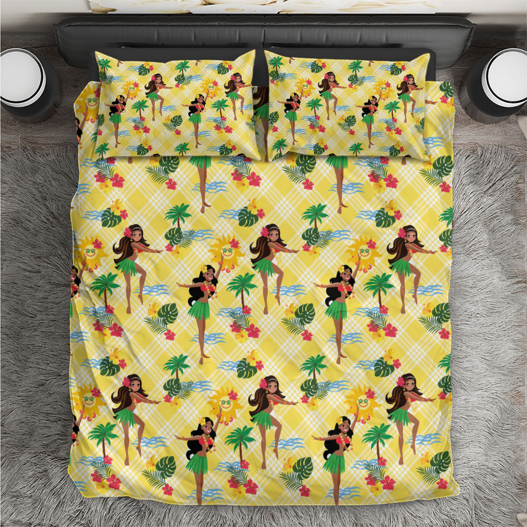 Hawaii Hula Girl Tropical Bedding Set Yellow Palaka LT01 Yellow - Polynesian Pride