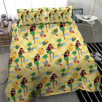 Hawaii Hula Girl Tropical Bedding Set Yellow Palaka LT01 - Polynesian Pride