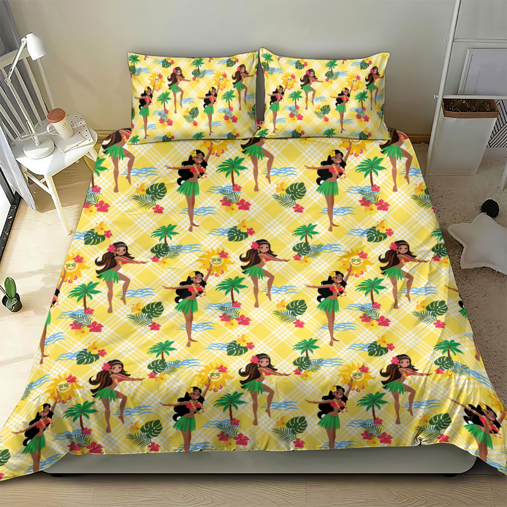 Hawaii Hula Girl Tropical Bedding Set Yellow Palaka LT01 - Polynesian Pride