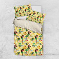 Hawaii Hula Girl Tropical Bedding Set Yellow Palaka LT01 US Twin 172cm x 218cm Yellow - Polynesian Pride
