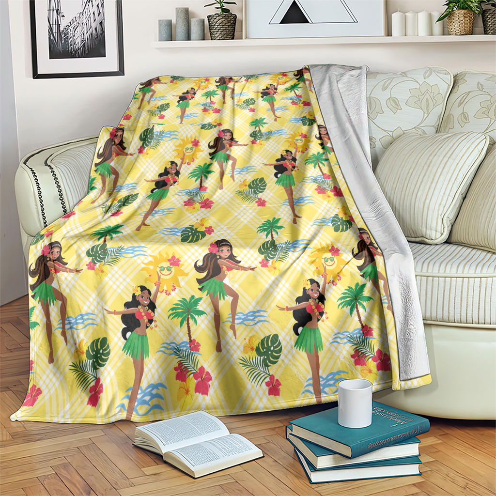 Hawaii Hula Girl Tropical Blanket Yellow Palaka LT01 Yellow - Polynesian Pride