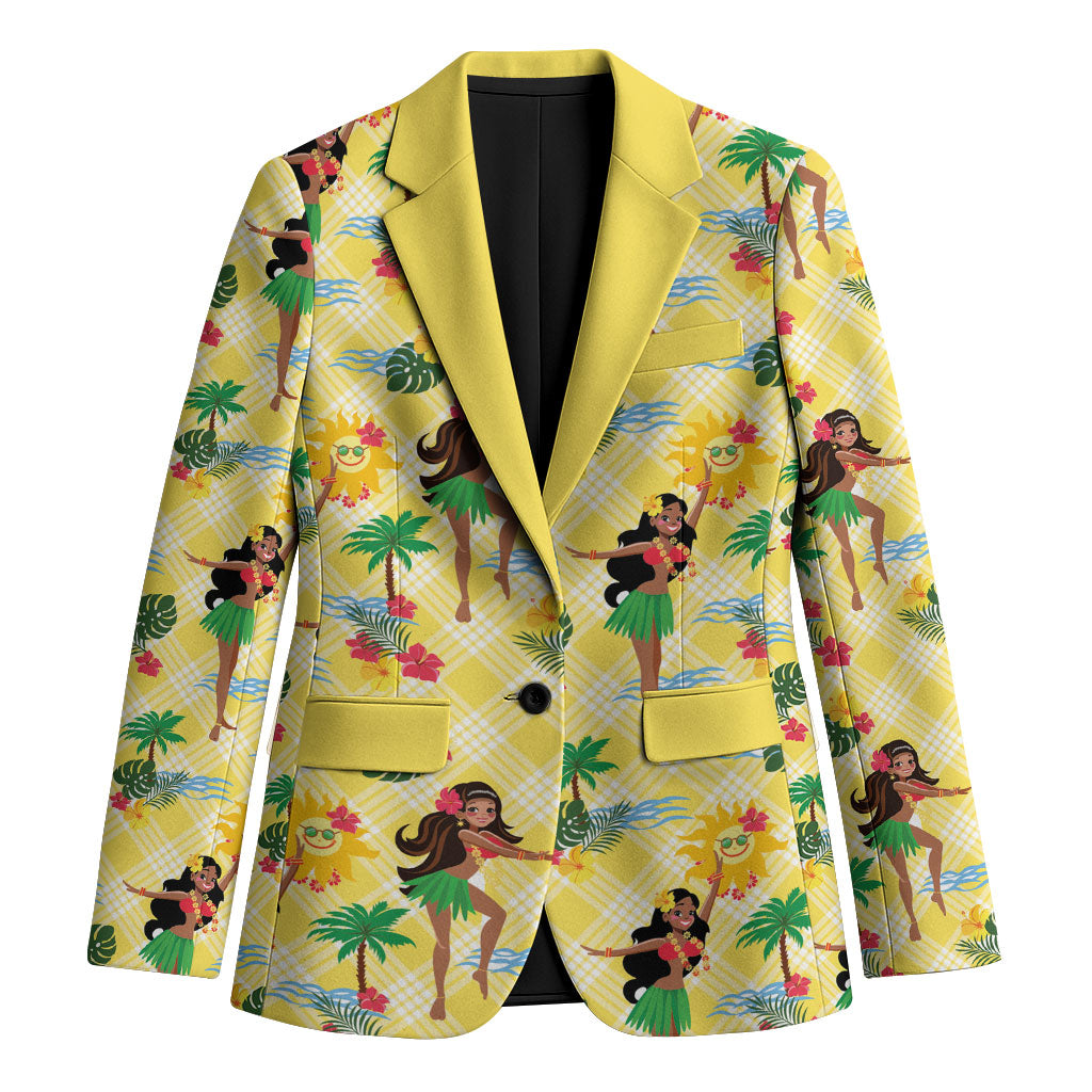 Hawaii Hula Girl Tropical Blazer Yellow Palaka LT01 Unisex Yellow - Polynesian Pride