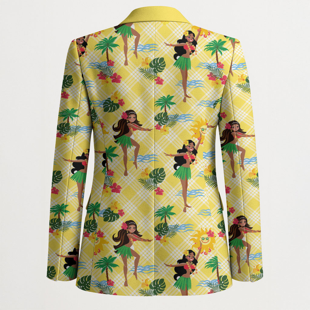 Hawaii Hula Girl Tropical Blazer Yellow Palaka LT01 - Polynesian Pride