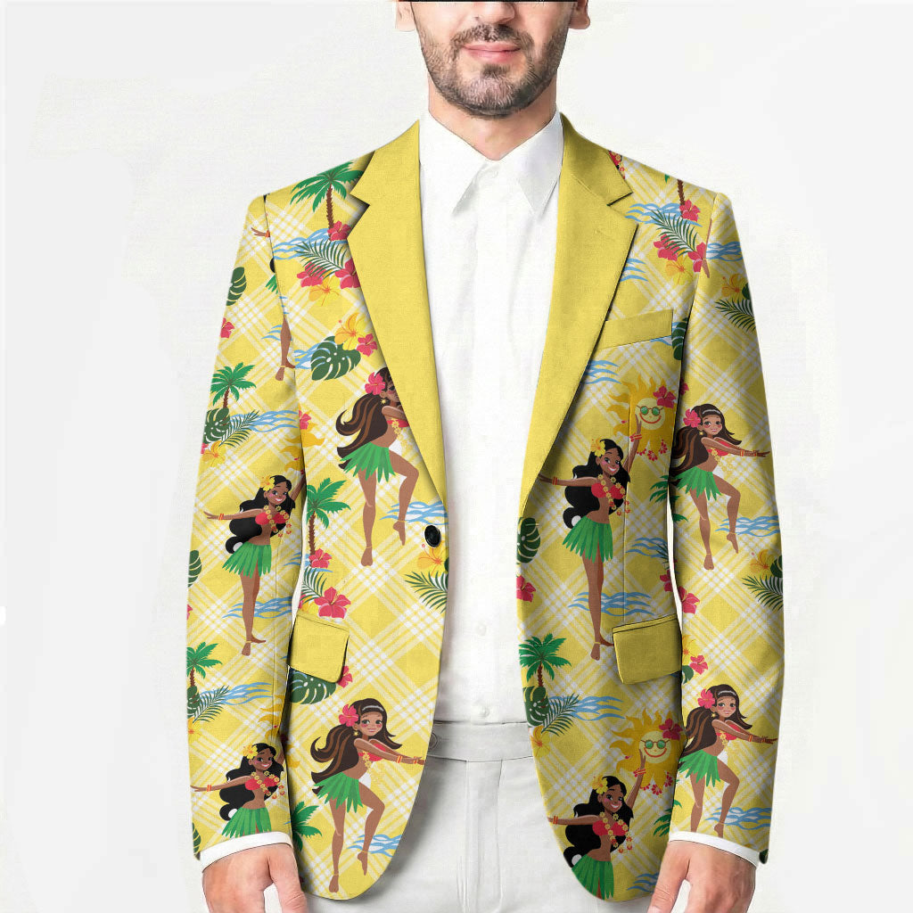 Hawaii Hula Girl Tropical Blazer Yellow Palaka LT01 - Polynesian Pride