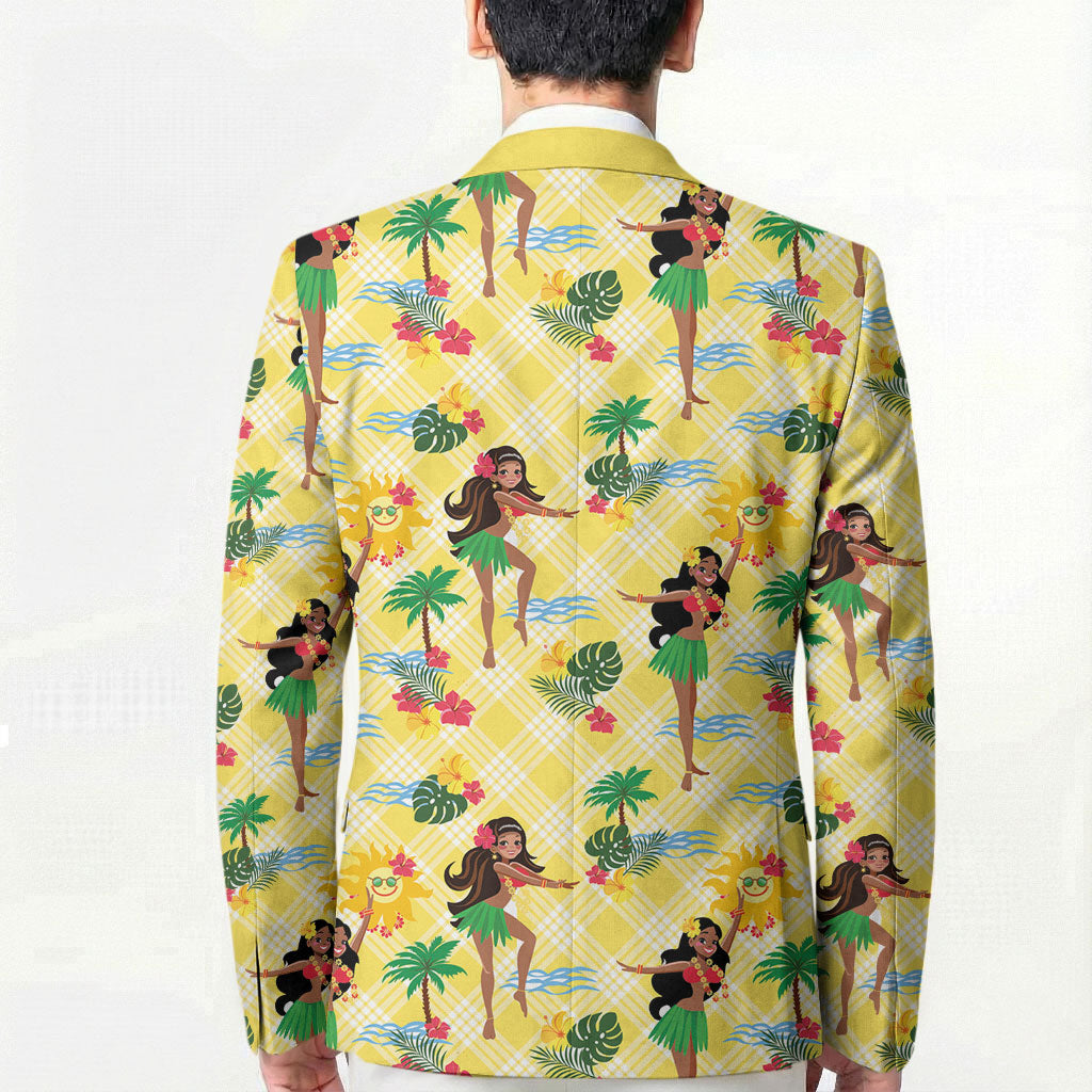 Hawaii Hula Girl Tropical Blazer Yellow Palaka LT01 - Polynesian Pride