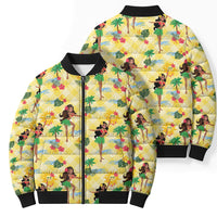 Hawaii Hula Girl Tropical Bomber Puffer Jacket Yellow Palaka LT01 - Polynesian Pride