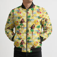 Hawaii Hula Girl Tropical Bomber Puffer Jacket Yellow Palaka LT01 - Polynesian Pride