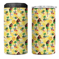 Hawaii Hula Girl Tropical 4 in 1 Can Cooler Tumbler Yellow Palaka LT01 One Size: 16 oz Yellow - Polynesian Pride