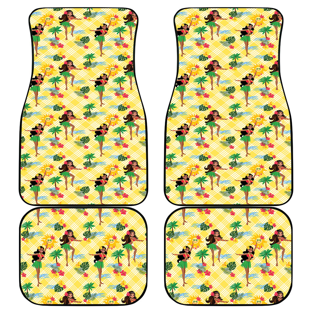 Hawaii Hula Girl Tropical Car Mats Yellow Palaka LT01 - Polynesian Pride