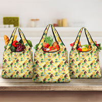 Hawaii Hula Girl Tropical Grocery Bag Yellow Palaka LT01 3-pack One Size Yellow - Polynesian Pride