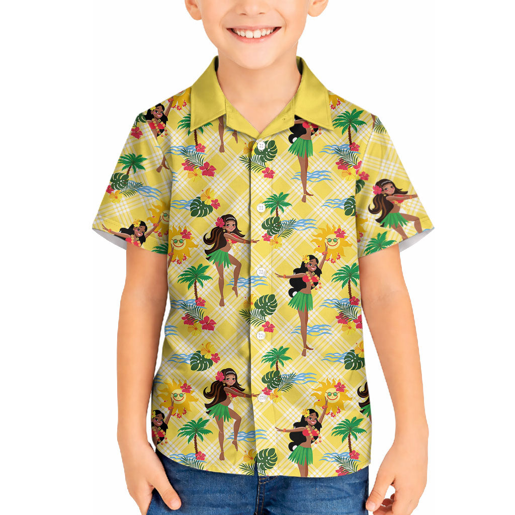 Hawaii Hula Girl Tropical Hawaiian Shirt Yellow Palaka LT01 - Polynesian Pride