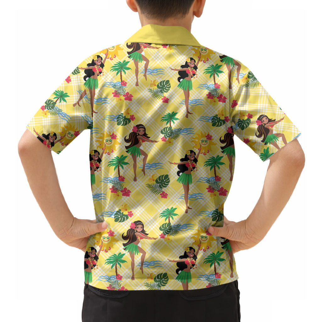 Hawaii Hula Girl Tropical Hawaiian Shirt Yellow Palaka LT01 - Polynesian Pride