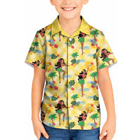 Hawaii Hula Girl Tropical Kid Hawaiian Shirt Yellow Palaka LT01 Kid Yellow - Polynesian Pride