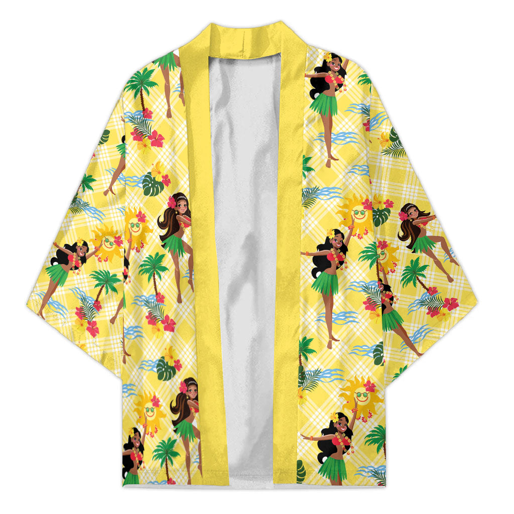 Hawaii Hula Girl Tropical Kimono Yellow Palaka LT01 Unisex Yellow - Polynesian Pride