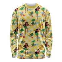Hawaii Hula Girl Tropical Long Sleeve Shirt Yellow Palaka LT01 Unisex Yellow - Polynesian Pride